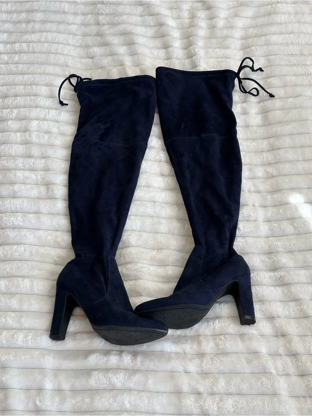 Unisa navy blue over the knee faux suede boots, size 6 thigh high